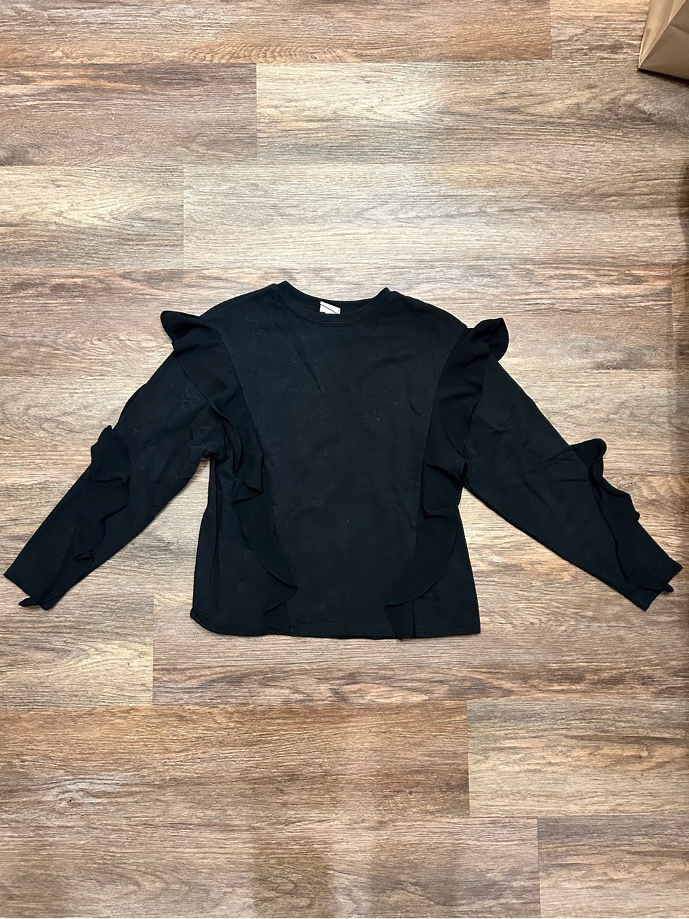 A New Day Black Ruffle-Trim Crewneck Sweatshirt
